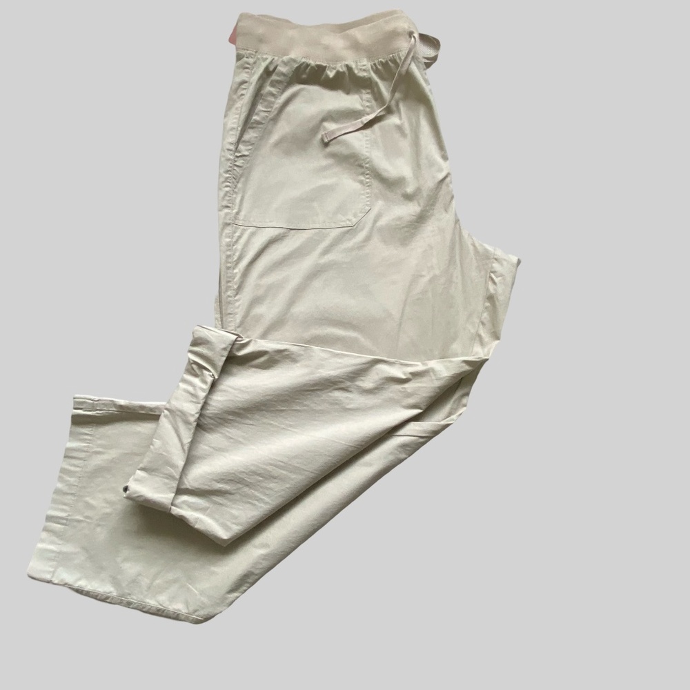 Iyla Beige Converter Cotton Pull On Weekender Casual Vacation Pants- Sz-2X